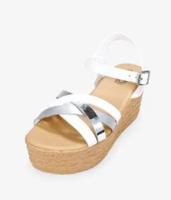 Clearance Bosanova Sandalias blancas con plataforma efecto esparto