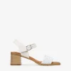 Best Bosanova Sandalias blancas en piel con tacón efecto madera