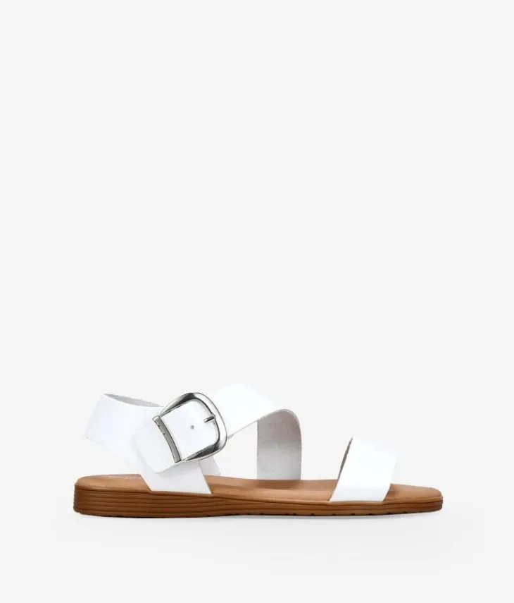Best Bosanova Sandalias blancas en piel con hebilla