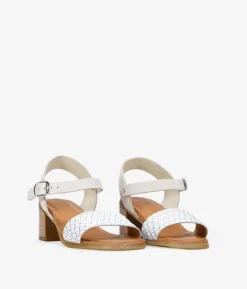 Best Bosanova Sandalias blancas en piel con tacón efecto madera