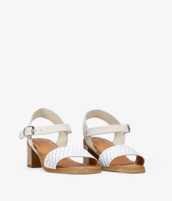 Best Bosanova Sandalias blancas en piel con tacón efecto madera