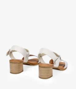 Best Bosanova Sandalias blancas en piel con tacón efecto madera