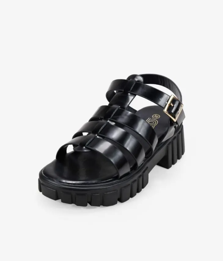 Best Bosanova Sandalias cangrejeras negras con suela track