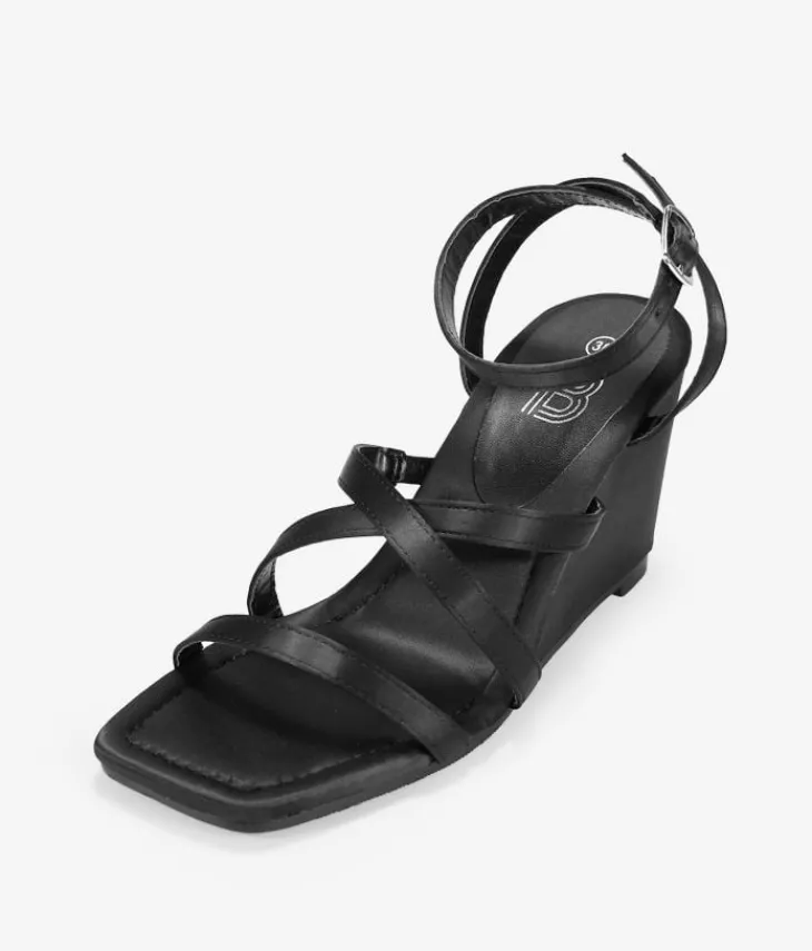 Best Bosanova Sandalias con cuña negras en satén