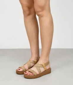 Sale Bosanova Sandalias cuña beige en rafia