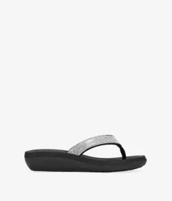 Clearance Bosanova Sandalias de dedo negras con cuña y brillantes