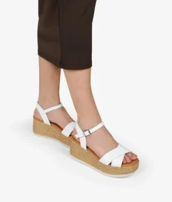 Best Bosanova Sandalias de piel blancas con cuña y plataforma de esparto