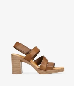 Best Bosanova Sandalias de piel marrones con tacón efecto madera