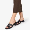 Discount Bosanova Sandalias de piel negras con tacón efecto madera