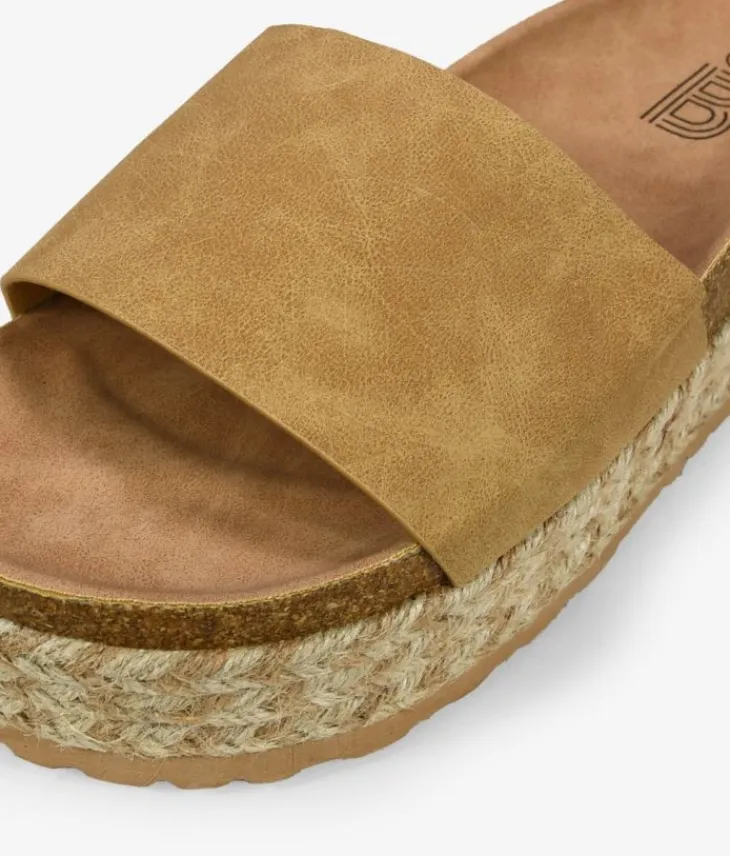Clearance Bosanova Sandalias de plataforma marrones con suela de esparto bicolor