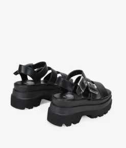 Hot Bosanova Sandalias de plataforma negras con dos hebillas