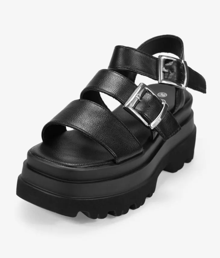 Hot Bosanova Sandalias de plataforma negras con dos hebillas