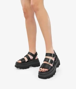 Hot Bosanova Sandalias de plataforma negras con dos hebillas
