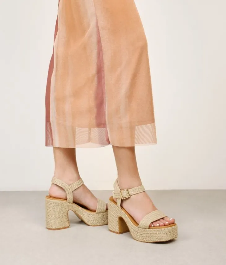 Best Bosanova Sandalias de tacón beige en rafia