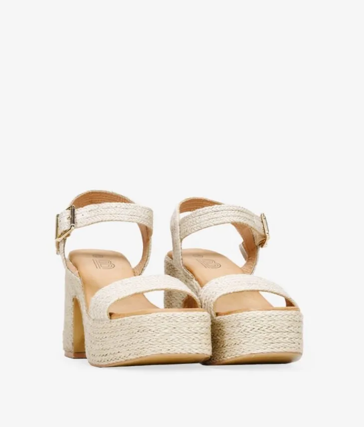 Best Bosanova Sandalias de tacón beige en rafia