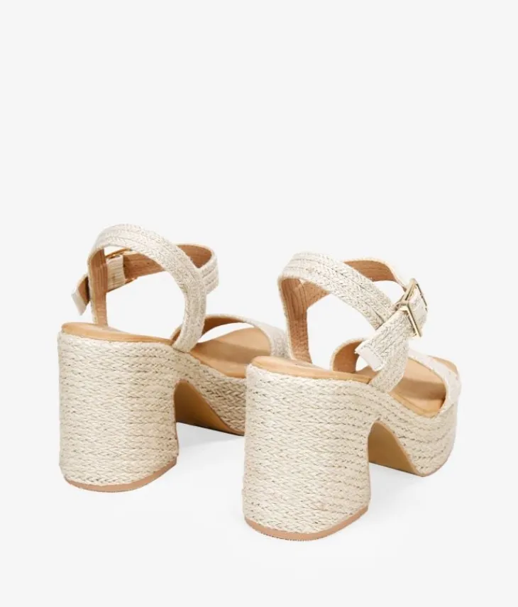 Best Bosanova Sandalias de tacón beige en rafia