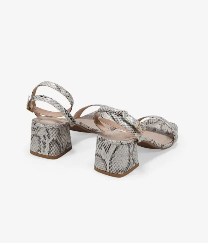 Best Bosanova Sandalias de tacón estampado serpiente con hebilla