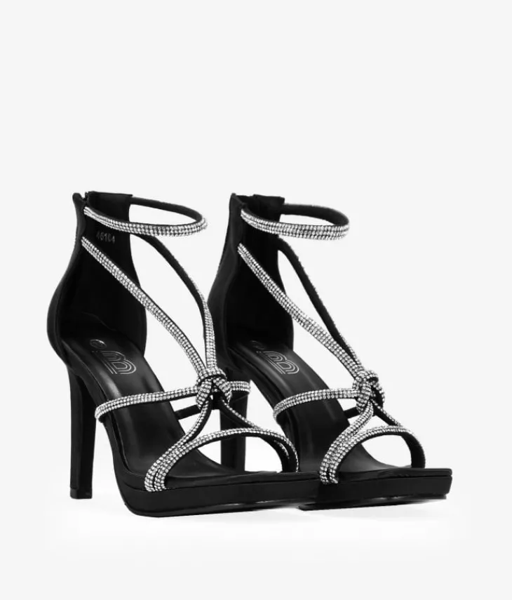 Best Bosanova Sandalias de tacón negras con brillantes