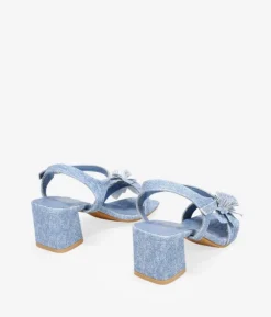 New Bosanova Sandalias de tacón tejanas con flor