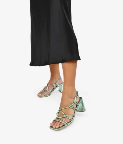 Clearance Bosanova Sandalias de tacón verde metalizado con cuerdas