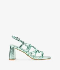 Clearance Bosanova Sandalias de tacón verde metalizado con cuerdas