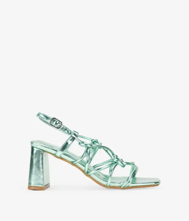 Clearance Bosanova Sandalias de tacón verde metalizado con cuerdas