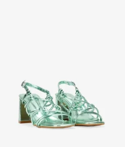 Clearance Bosanova Sandalias de tacón verde metalizado con cuerdas