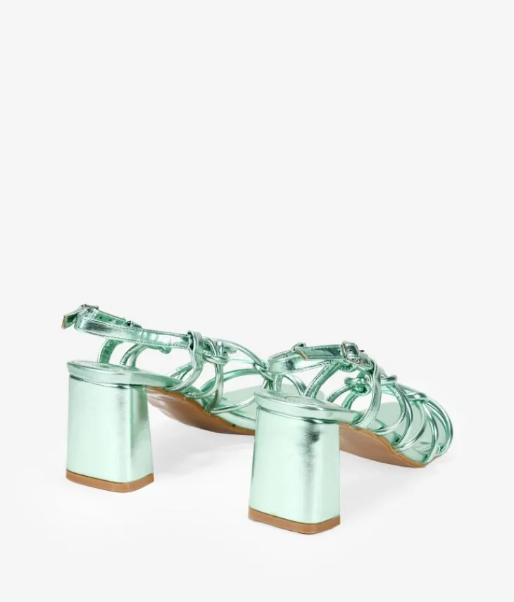 Clearance Bosanova Sandalias de tacón verde metalizado con cuerdas