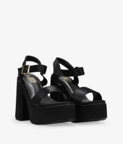 Clearance Bosanova Sandalias de tacón XXL negras con plataforma