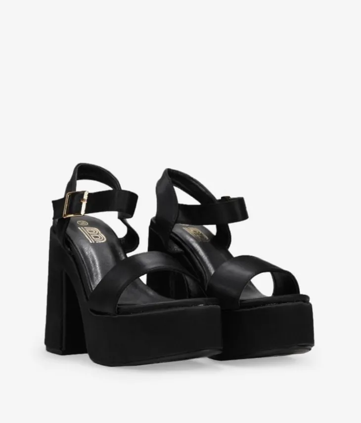 Clearance Bosanova Sandalias de tacón XXL negras con plataforma