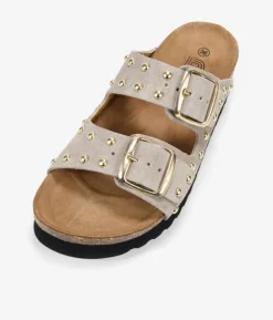 Best Bosanova Sandalias piedra en piel con hebillas y tachas metálicas