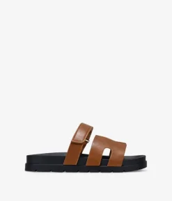 Outlet Bosanova Sandalias planas marrones destalonadas con velcro