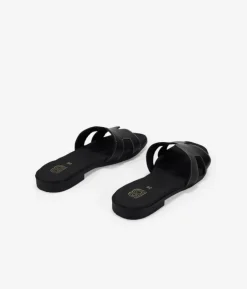 Best Bosanova Sandalias planas negras en piel con plantilla acolchada
