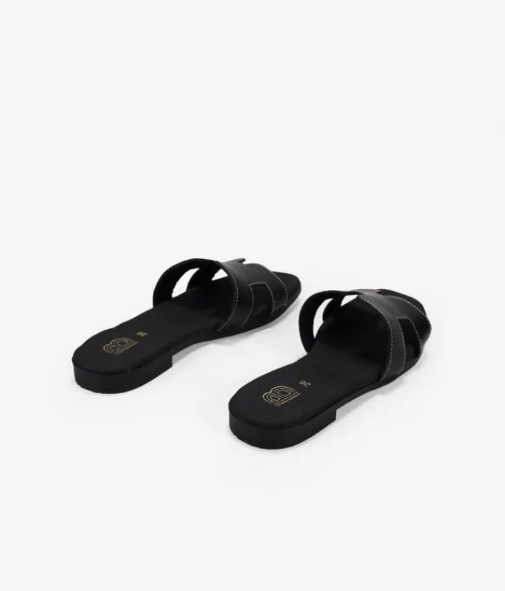 Best Bosanova Sandalias planas negras en piel con plantilla acolchada