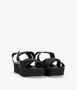 Best Bosanova Sandalias plataforma negras con cierre de hebilla