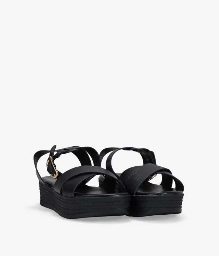 Best Bosanova Sandalias plataforma negras con cierre de hebilla