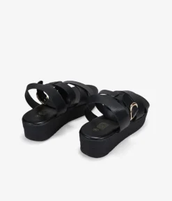 Best Bosanova Sandalias plataforma negras con cierre de hebilla