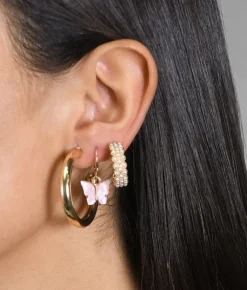 Outlet Bosanova Set de pendientes resina y metálicos rosa y oro