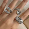 New Bosanova Set de tres anillos plateados metálicos