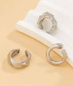 Outlet Bosanova Set de tres ear cuffs plateados