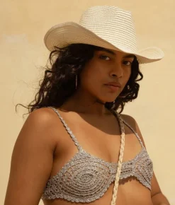Clearance Bosanova Sombrero vaquero beige en rafia trenzada