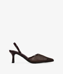 Clearance Bosanova Zapatos de tacón marrones destalonados de malla