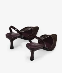 Clearance Bosanova Zapatos de tacón marrones destalonados de malla