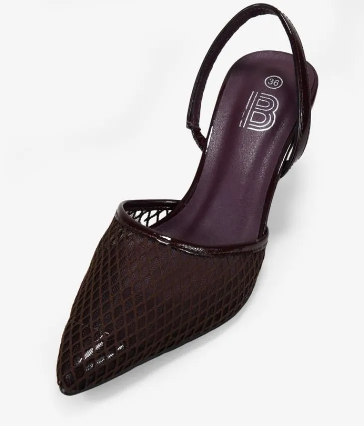 Clearance Bosanova Zapatos de tacón marrones destalonados de malla