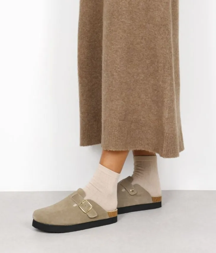 Best Bosanova Zuecos de plataforma taupe en serraje piel