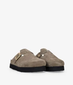 Best Bosanova Zuecos de plataforma taupe en serraje piel