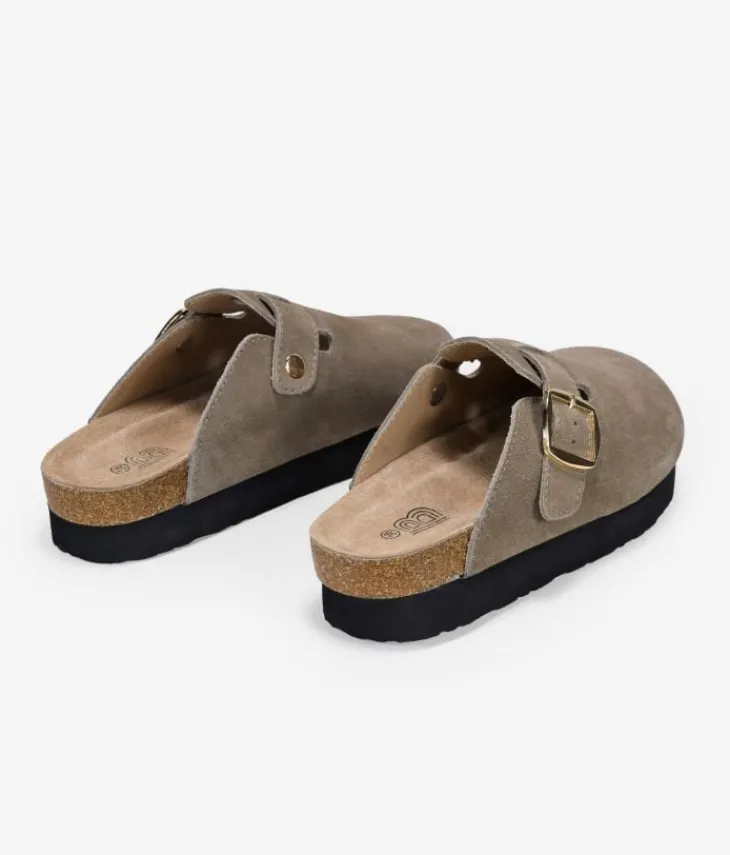 Best Bosanova Zuecos de plataforma taupe en serraje piel