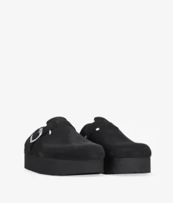 Best Bosanova Zuecos negros en piel con plataforma y hebilla