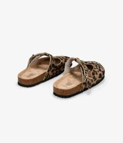 Clearance Bosanova Zuecos planos de leopardo con hebilla